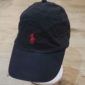 Polo by Ralph Lauren Black Cap with Red Logo